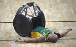 Down but not out: Australia's Batt falls during their match against Canada during the London International Invitational Wheelchair Rugby Tournament 1. Down but not out: Australia's Batt falls during their match against Canada during the London International Invitational Wheelchair Rugby Tournament