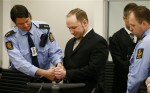 Anders Behring Breivik, the right-wing fanatic who confessed to killing 77 people in a bomb-and-shooting massacre, went on trial in Norway's capital defiantly rejecting the authority of the court. 1. Anders Behring Breivik, the right-wing fanatic who confessed to killing 77 people in a bomb-and-shooting massacre, went on trial in Norway's capital defiantly rejecting the authority of the court.