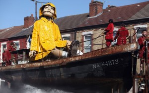 Liverpool will come to a standstill this weekend as it is taken over by giant puppets for a street theatre production inspired by the Titanic. Sea Odyssey Giant Spectacular has been produced by marionette experts Royal De Luxe (RDL) and will tell a love story based around the sinking of the famous liner 100 years ago. 1. Liverpool will come to a standstill this weekend as it is taken over by giant puppets for a street theatre production inspired by the Titanic. Sea Odyssey Giant Spectacular has been produced by marionette experts Royal De Luxe (RDL) and will tell a love story based around the sinking of the famous liner 100 years ago.