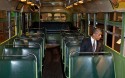 US President Barack Obama sits on the bus where Rosa Parks refused to give up her seat to a white passenger nearly 60 years ago in a landmark episode of the US civil rights movement. The country's first black president stopped to see the bus during a visit to the Henry Ford Museum in Dearborn, Michigan. 1. US President Barack Obama sits on the bus where Rosa Parks refused to give up her seat to a white passenger nearly 60 years ago in a landmark episode of the US civil rights movement. The country's first black president stopped to see the bus during a visit to the Henry Ford Museum in Dearborn, Michigan.