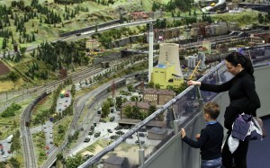 Aron, 5, and his mother look out at the LOXX miniature train landscape at the Alexa shopping centre in Berlin. The huge model train set recreates, in 1:87 scale, Berlin landmarks as well as humorous scenes of everyday life. 1. Aron, 5, and his mother look out at the LOXX miniature train landscape at the Alexa shopping centre in Berlin. The huge model train set recreates, in 1:87 scale, Berlin landmarks as well as humorous scenes of everyday life.